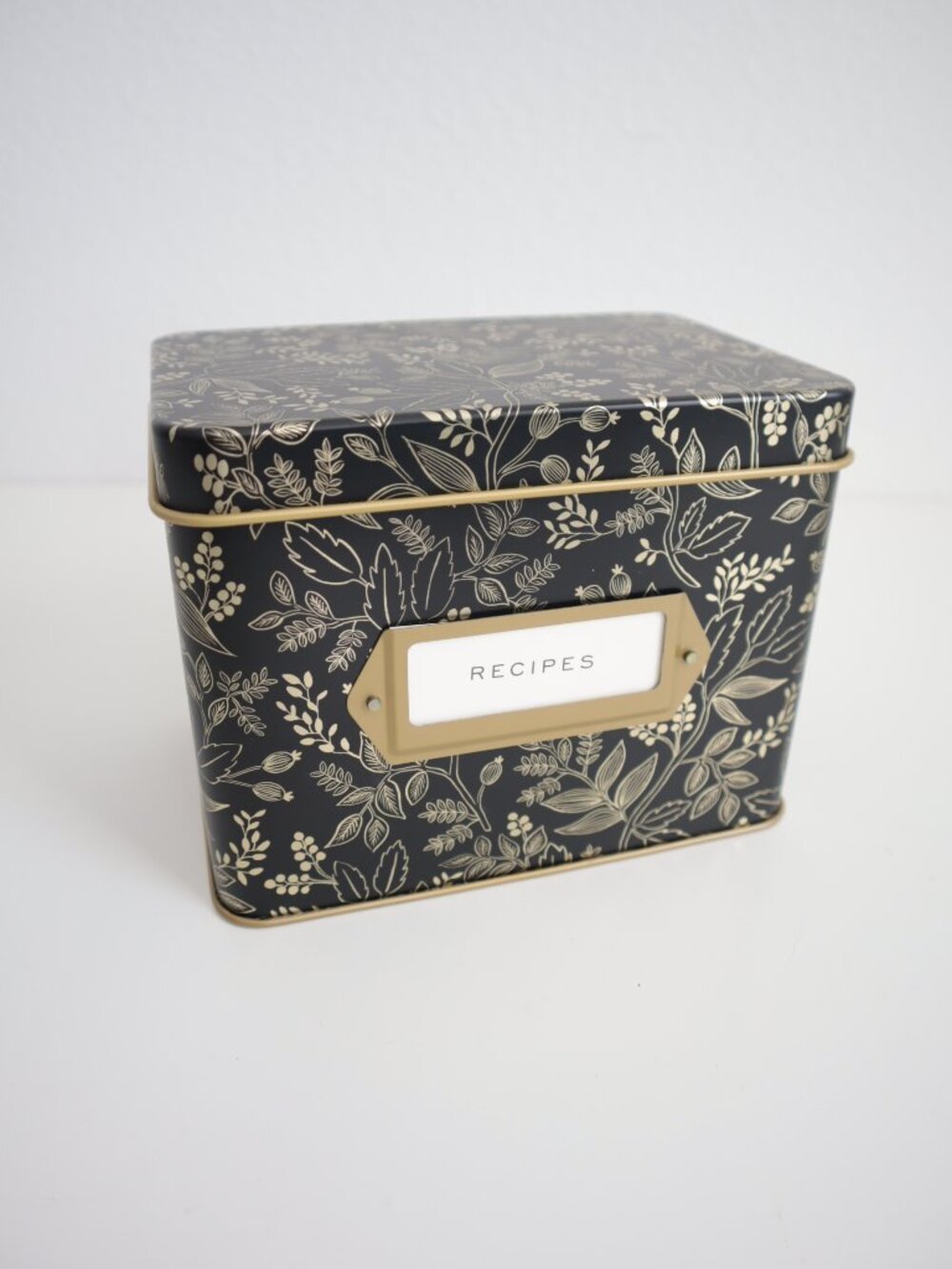 Rifle Paper Co. Queen Anne Tin Recipe Box with Cards